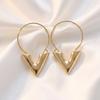 Earrings, simple metal letter V shape earrings, earrings, earrings, stylish earrings, small V earrings.