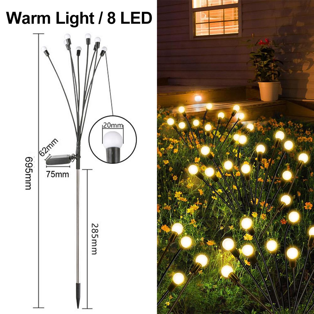 Солнечные светодиодные фонари, уличный светлячок, пейзажная лампа, украшение сада, водонепроницаемый домашний газон, фейерверк, Рождественская терраса, декор для балкона