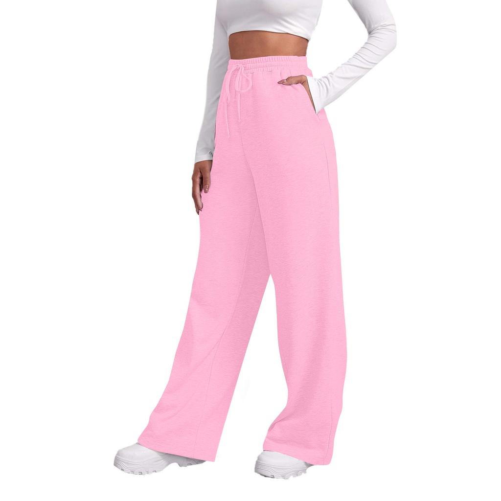 Women's Winter Sweatpants Solid Color Casual Pants Women's Fleece Sweatpants Wide Leg Straight Pants