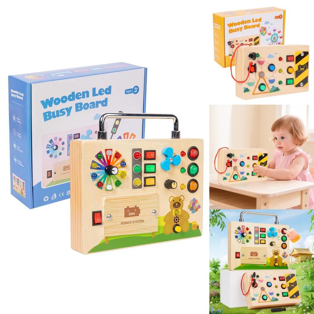 Wooden Switch Game Board Children Puzzle Toy Set With Led Lights For Preschool Early Education And Interest Cultivation
