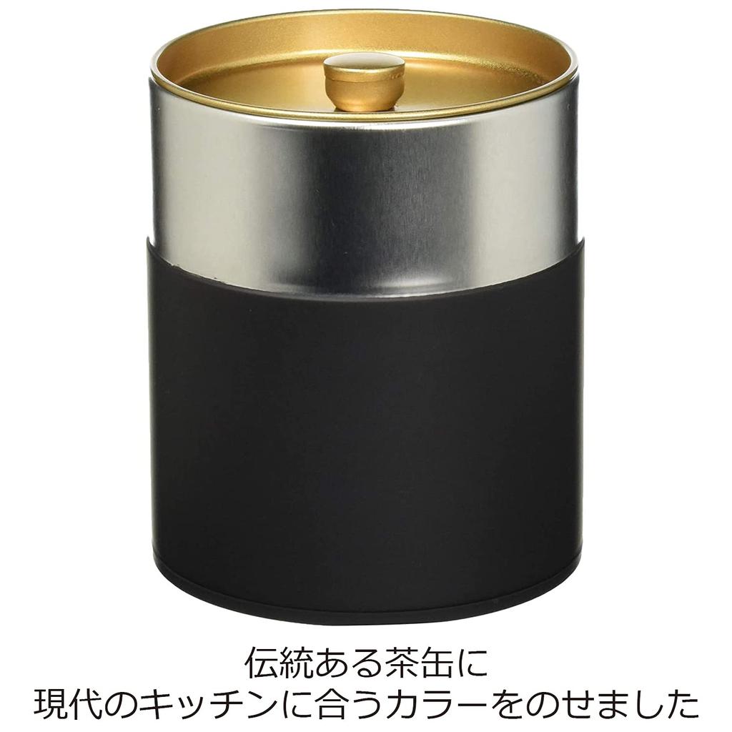 Nichi Nichi Dougu Tea Caddy, Flat, 200g, Steel, Made in Japan, Matte Black