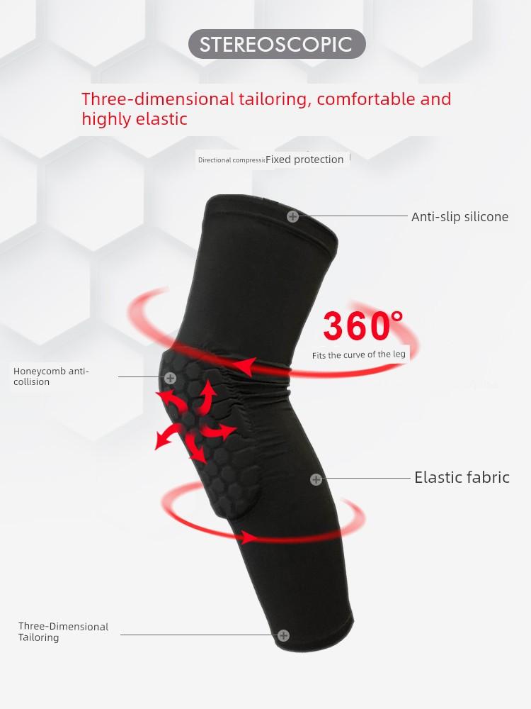 Basketball Uniform Sports Knee Pads, Honeycomb Thickened Anti-Collision Knee Pads, Roller Skating Football Protective Gear, Meniscus Extended Leg