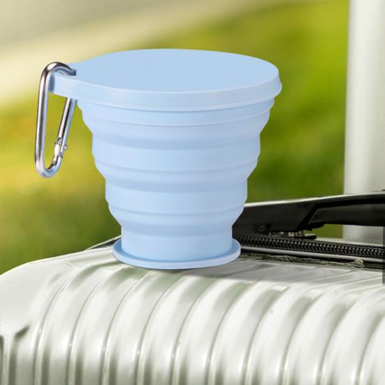 Складной силиконовый стакан для воды с ручкой-карабином 180 мл, портативный дорожный стакан для мытья, контейнер для воды с широким горлышком для кофе, напитков, соков