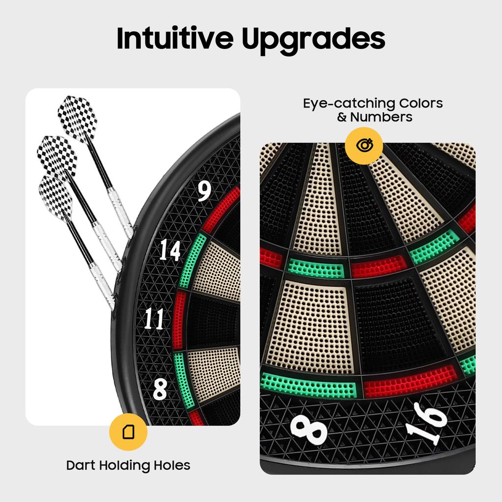 16 Player Electronic Dart Board, 27 Game Modes with Voice Prompt & LED Display, Soft Tip Darts for Home, Bar, Party Game Night