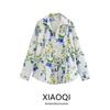 Western Style 2024 Summer New Women Clothes Flowers Print Casual Long Sleeve Cotton Shirts 3332263 063