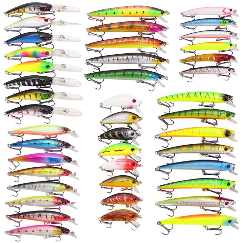 43-Piece Plastic Lure Bait Set Minnow Hard Bait Mixed Set for Bass Fishing