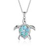 Bohemia Cute Turtle Pendant Necklace For Women Inlay Blue Imitation Opal Necklace Wedding Party Jewelry Christmas Gifts For Her