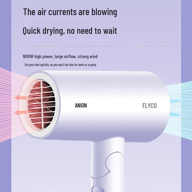 FLYCO 1800W Portable Foldable Hair Dryer CN plug (adapter included)