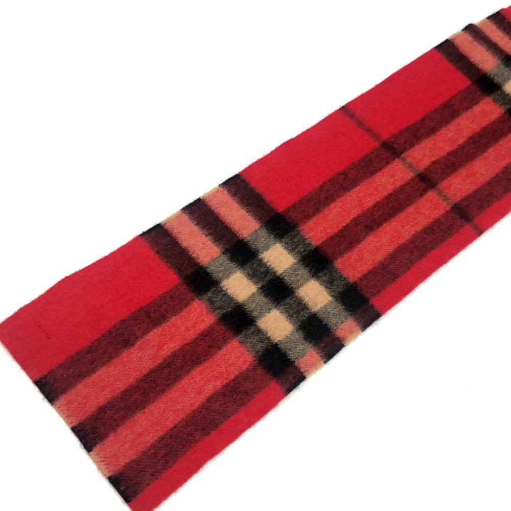 BURBERRY Prorsum Check pattern short Scarf Cashmere Red Unused