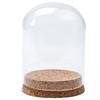 Прозрачный стеклянный дисплей для игрушек с растениями и цветами, колпак-колокол, поднос с деревянным основанием