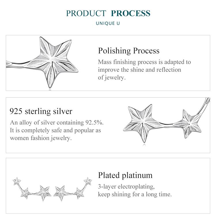 Женские серьги BAMOER из стерлингового серебра 925 пробы с блестящими цирконами и простыми звездами, ювелирные изделия