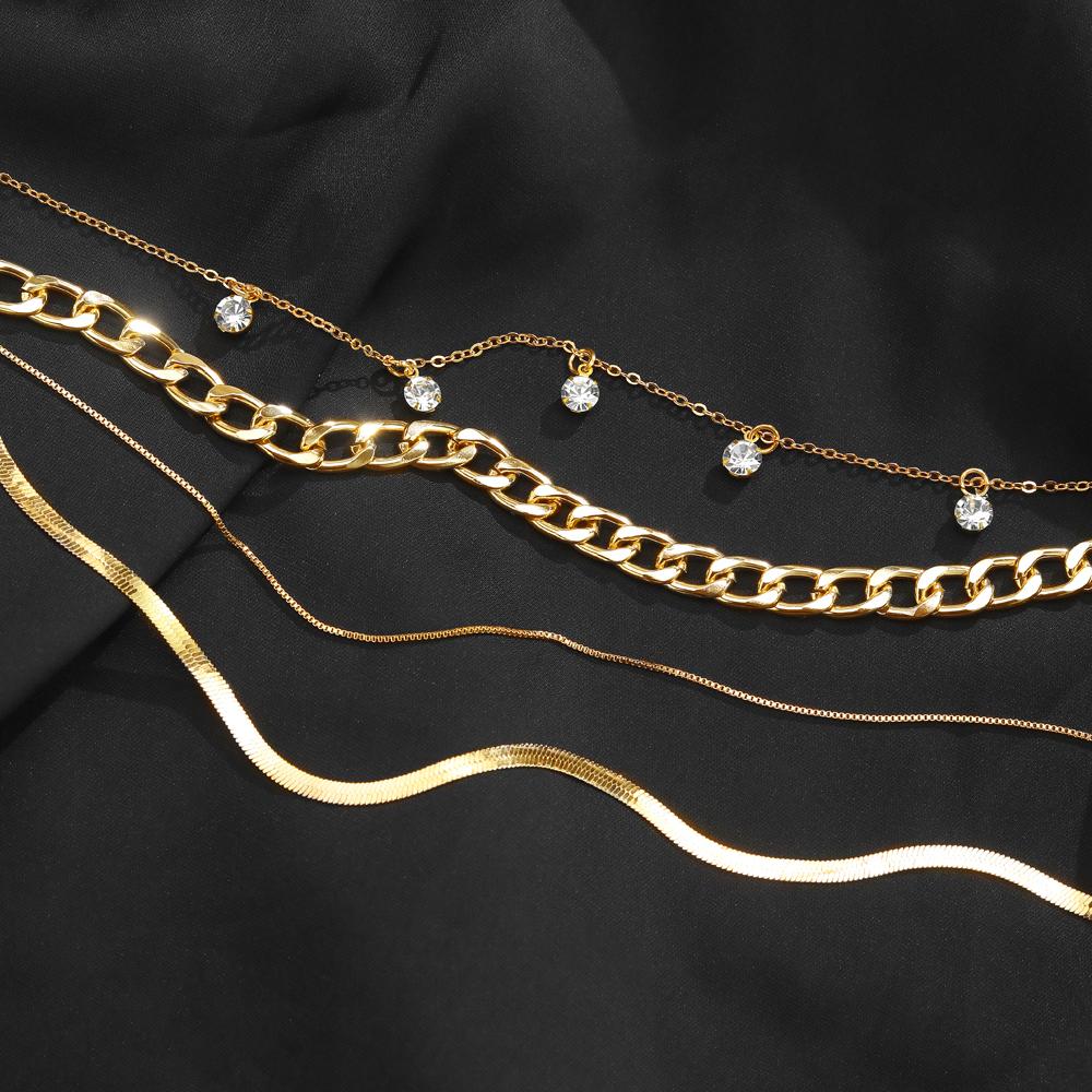 Новая цепочка для свитера, ожерелье из 4 предметов для девочек, элегантный комплект цепочек для свитера, ювелирные изделия, модное роскошное женское ожерелье с вырезом, пара пара