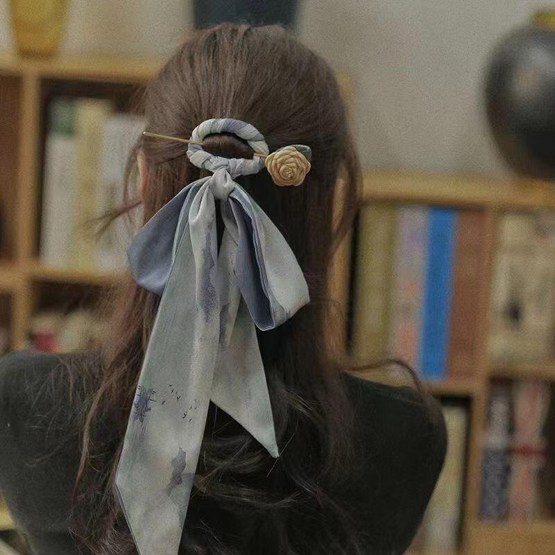 Fashion Headbands Hair Ribbon Scarfs Women Skinny Hairband Hair Accessories Girl Print Cute Hairpin Chinese Hair Sticks Headwear