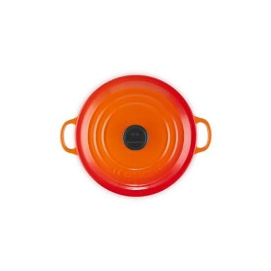 Чугунная эмалированная кастрюля Le Creuset с двумя ручками Cocotte Ronde 20 см оранжевая, подходит для газовой плиты, индукционной плиты, духовки, посудомоечной машины