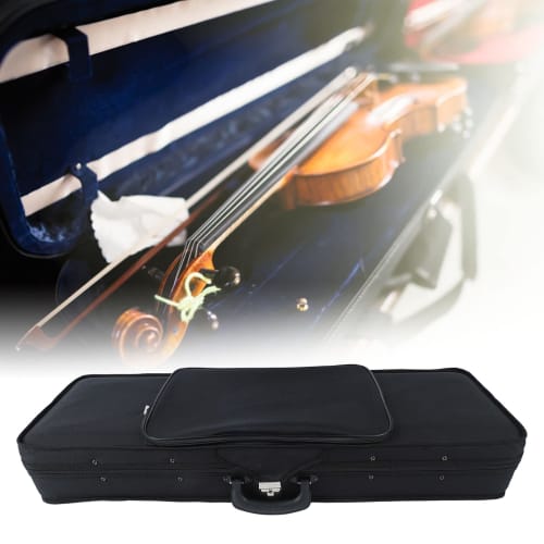 Portable, lightweight 4/4 violin case with built-in hygrometer.