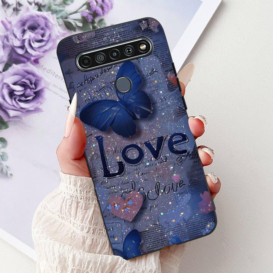 Для LG K41S K51S 2020 Элегантный Чехол для Телефона с Цветочным Котом, Для LG K41S K51S LM-K410 LM-K510 Черный Силиконовый Мягкий Чехол