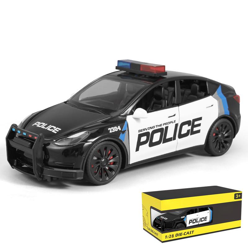 1/24 Scale Police Roadster Model Y Model 3 Cybertruck Model X Model S Diecast Metal Alloy Model Car Children's Toy Car Gift for Friend