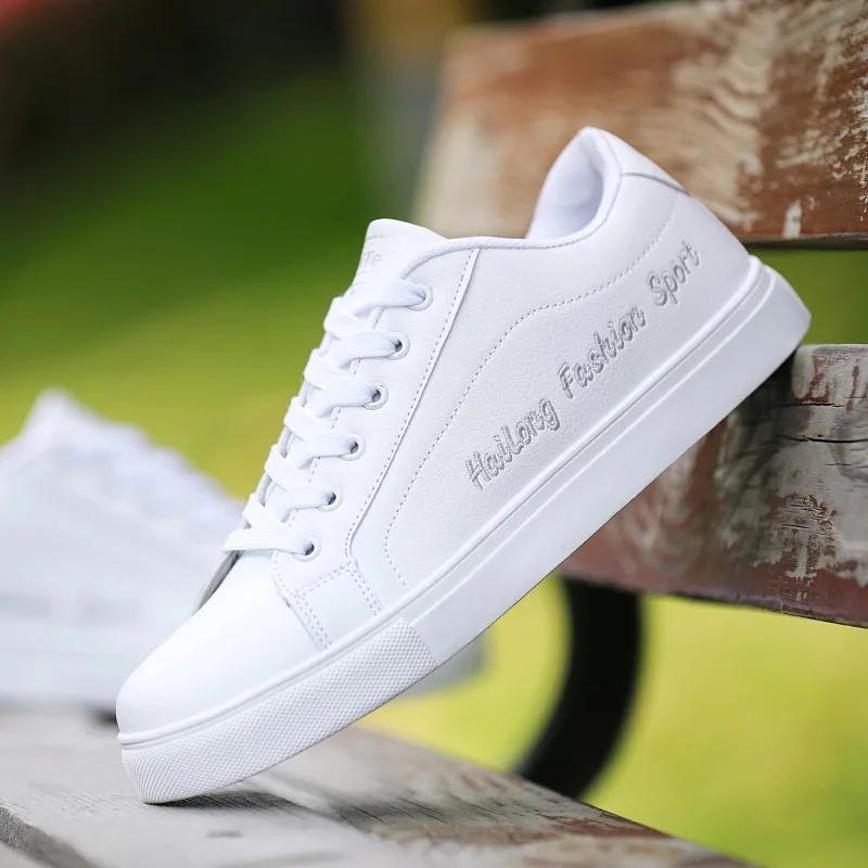 Весенние новые мужские белые кроссовки Comfort For Male Leather Super Sport Shoes Running Boys School Vulcanized Chaussure Homme