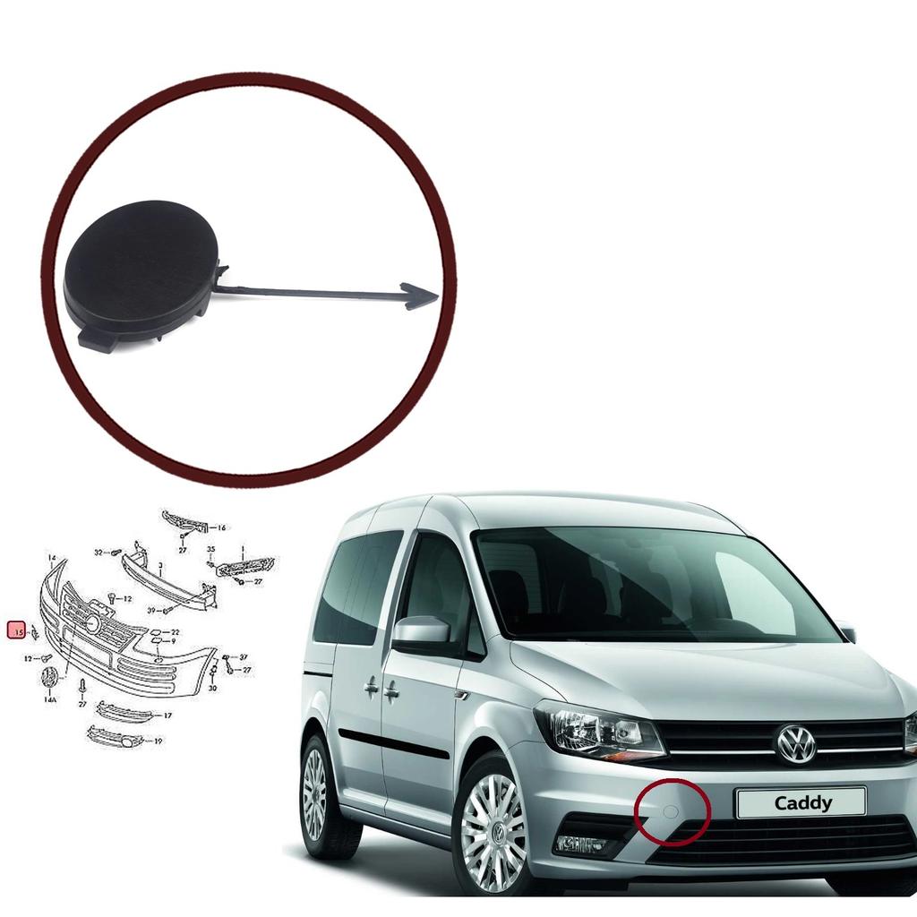 ESC Auto ESP1091 Front Bumper Grille Tow Hook Eye Cover Cap 2K5807241B for VW Volkswagen Caddy MK3 Facelift 2K SA 2015-2020