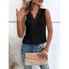 VEZFAA Женские модные повседневные летние весенние однотонные блузки и рубашки без рукавов с v-образным вырезом и принтом