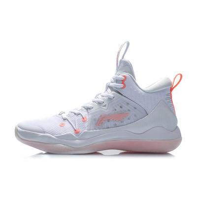 Li Ning Pu Легкие, Износостойкие и Нескользящие Баскетбольные Кроссовки Средней Высоты Мужские Белые ABAQ059-1
