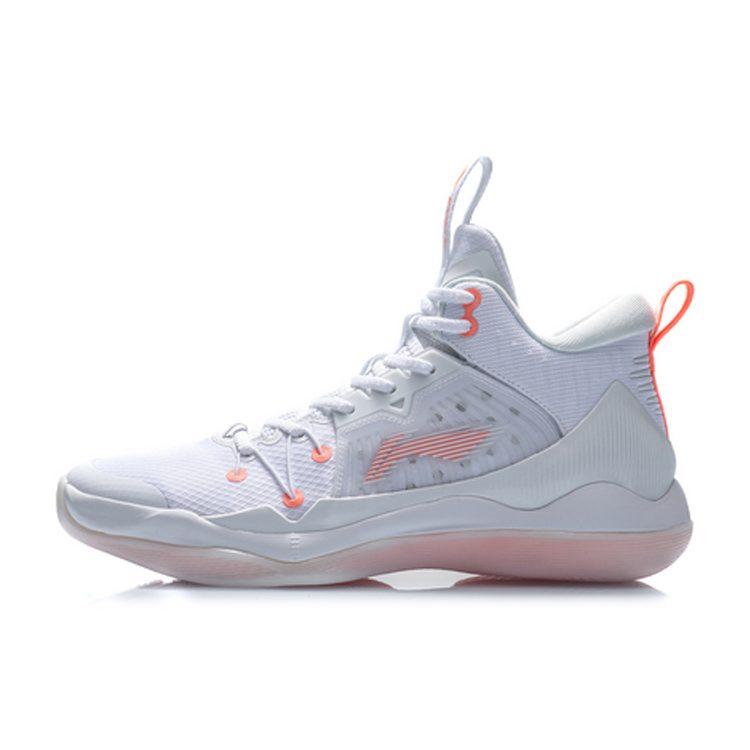 Li Ning Pu Легкие, Износостойкие и Нескользящие Баскетбольные Кроссовки Средней Высоты Мужские Белые ABAQ059-1