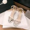 Fashion One Word Diamond High Heels Women's Sandals Versatile European and American Summer Women's High Heels Sandals