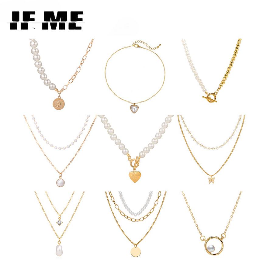 iF ME Корейский жемчуг кулон ожерелье модные многослойные цепочки ожерелья колье ювелирные аксессуары
