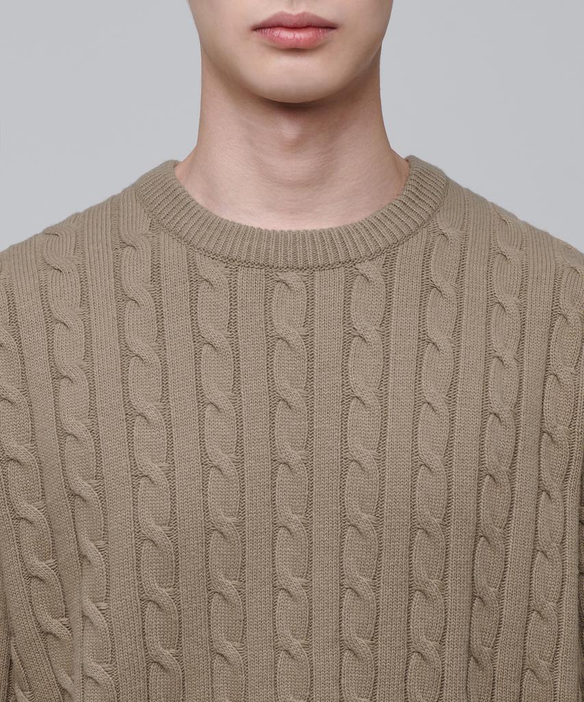 MUSINSA STANDARD Cable Crew Neck Knit [Beige]