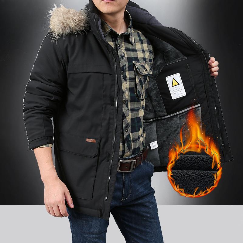 Стеганая куртка, ворсистая и утолщенная свободная меховая куртка с воротником, мужская быстросохнущая повседневная зимняя стеганая куртка для активного отдыха