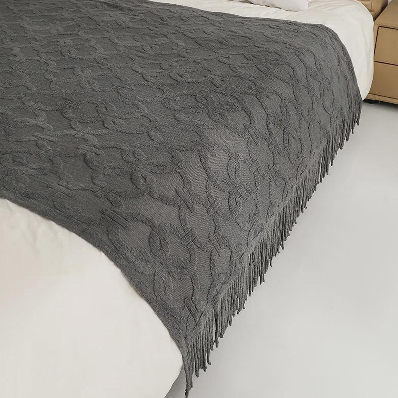 Вязаный жаккардовый плед в американском стиле для дивана, офиса, сна или путешествий