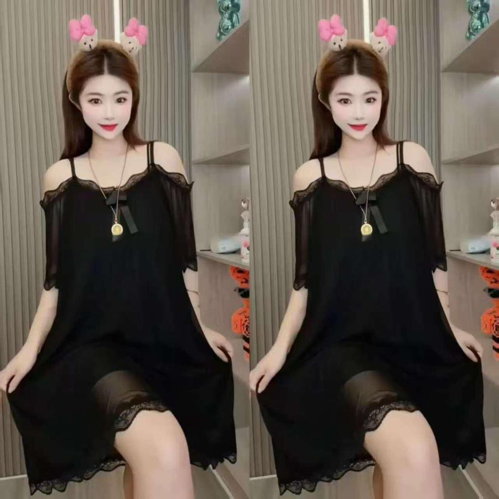 Французский сетчатый летний ночной халат на бретелях для женщин - Сладкая и стильная пижама