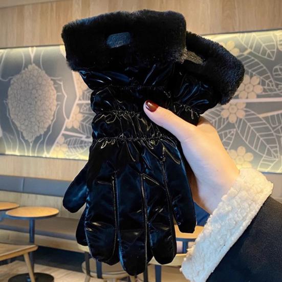 Женские водонепроницаемые лыжные перчатки, ветрозащитные, с флисовой подкладкой, термоперчатки с сенсорным экраном, зимние теплые перчатки с пушистыми манжетами для сноубординга, пеших прогулок, катания на снегоходах