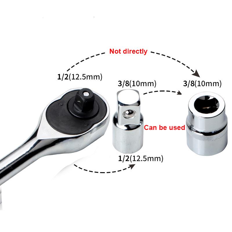 1/4" 3/8" 1/2" Ratchet Wrench Adapter Chrome Vanadium Steel Sleeve Adapter Drive Socket Converter Wrench-sleeve Joint Converter