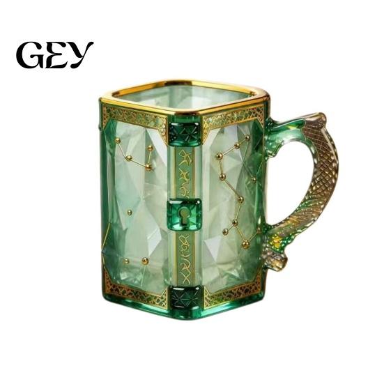 Fantasy Lover Mug Magic Constellation Glass Mug, 330ml Zodiac Coffee Cup with Home Library Heat Reveal Design, Starry Night Water for Collectors
