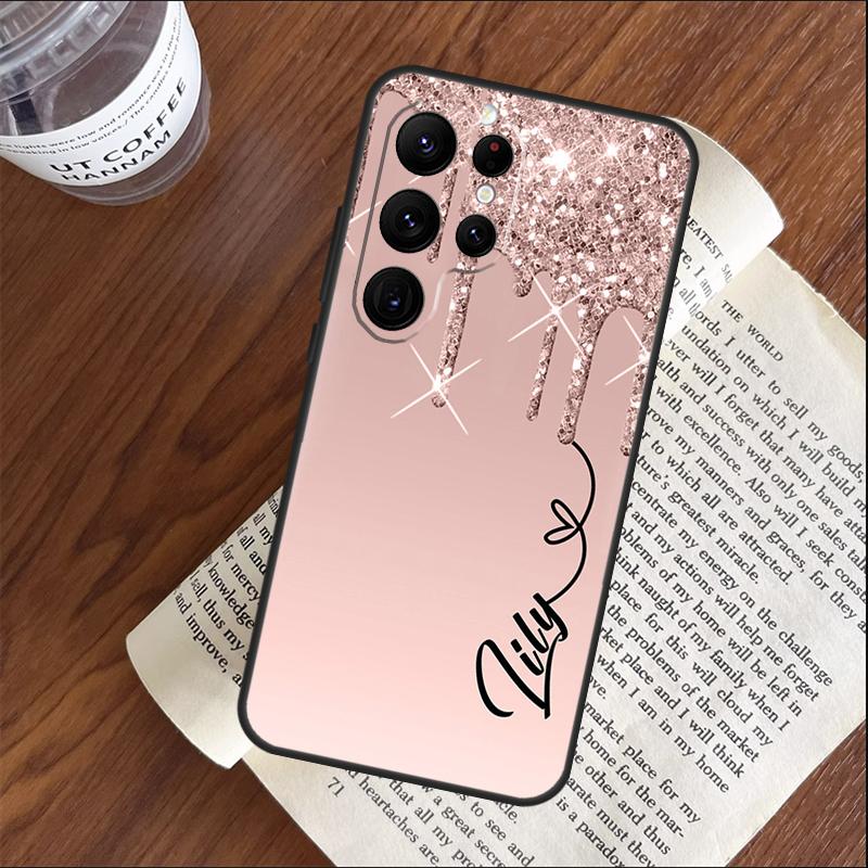 Персонализированный Чехол с Блестками и Именем Для Samsung Galaxy S23 Ultra S20 FE S21 FE S22 Plus S8 S9 S10 Note 10 20 Ultra
