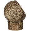 Woven Banana Leaf Elevated Cat Bed Wicker Kitten Basket Pet Den. House Cosy Cave with Soft Cushion Dome 40x37x51cm Grey