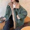 Women Padded Jacket Thick Velvet Jacket Winter Warm Solid Outerwear Long Sleeve Vintage Short Women Coat