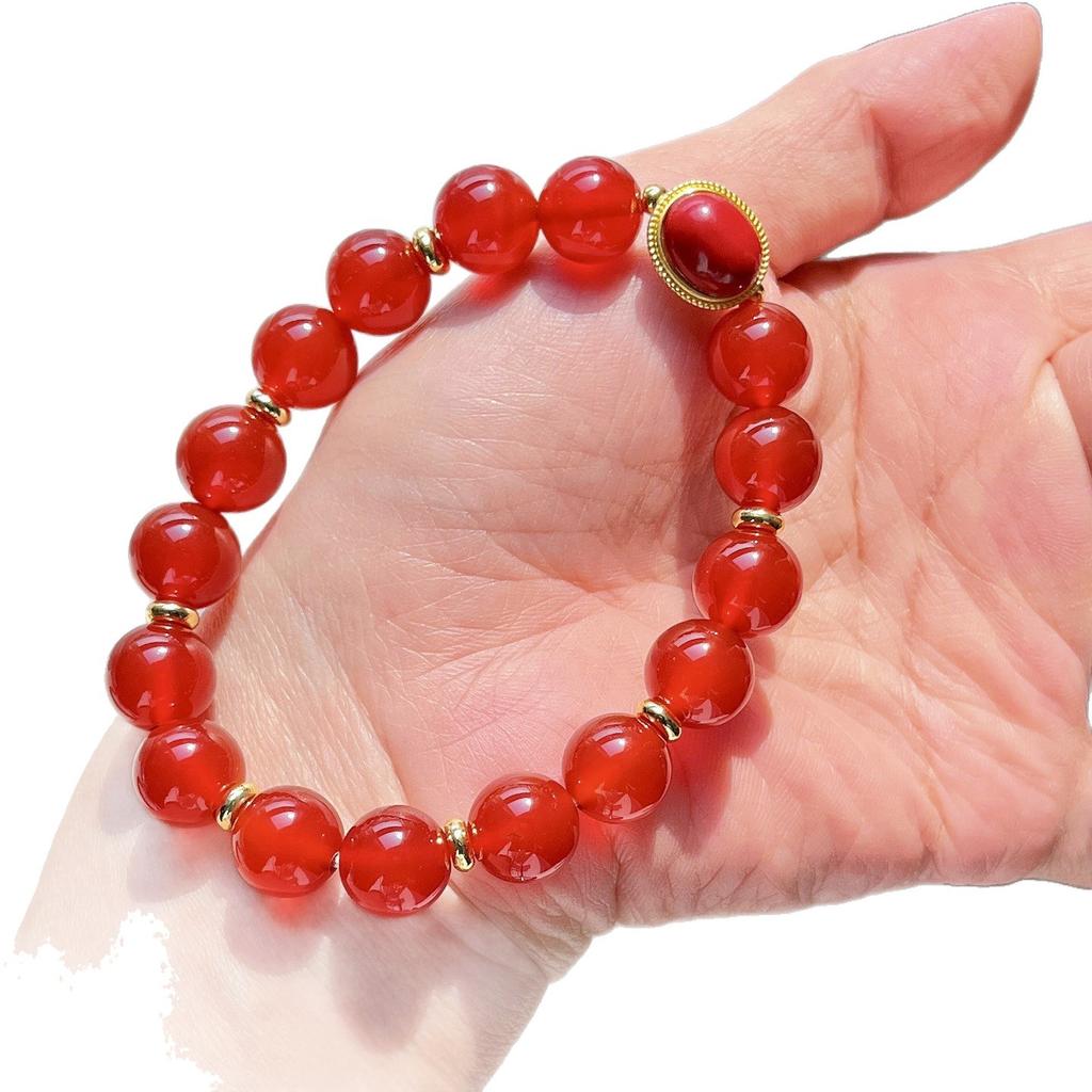 10Mm Natural Chalcedony Agate Design Bracelet Bracelet