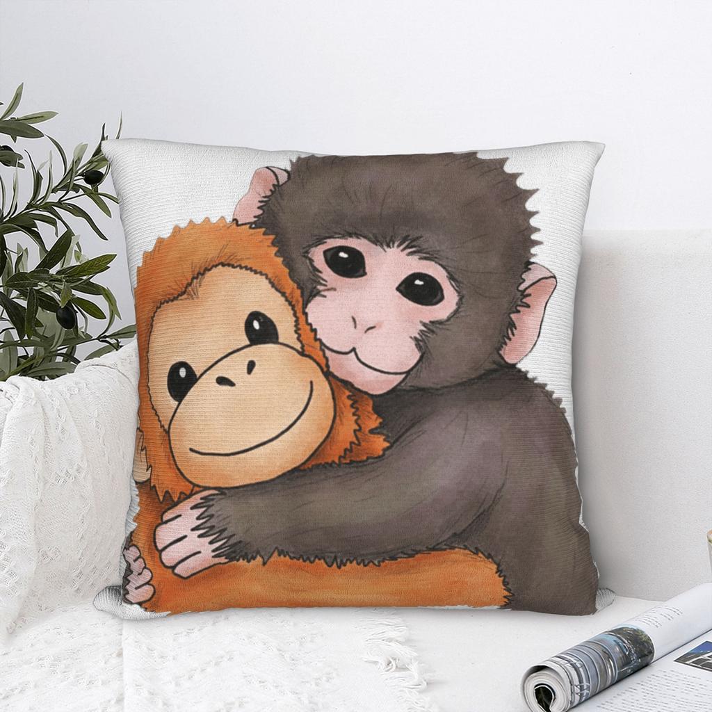 Cute Baby Monkey Named Punch Plush Hugging Pillow Case Print Pillow Cover For Wedding Party Home Decor Funny Pillowcases