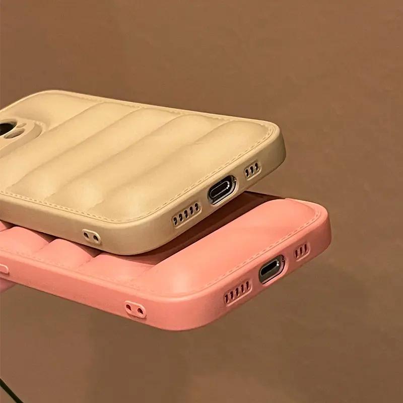 Пуховик с мелкой перфорацией силиконовый чехол для For Iphone 16 15 14 13 12 11 XR XS Pro Max Plus мягкая защитная крышка для телефона на зиму