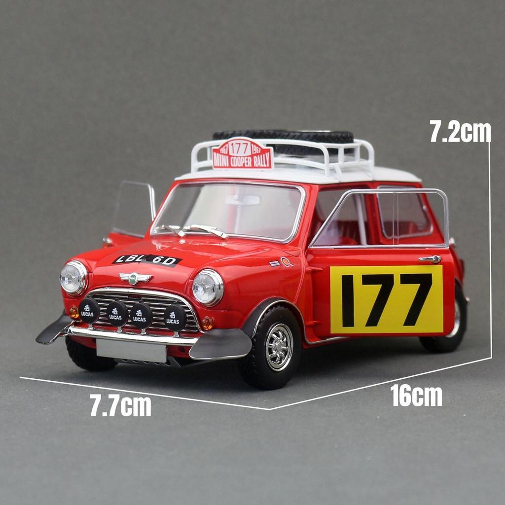 ABAL1 1/18 Mini Cooper Rally 1967 Monte Carol Racing Diecast Alloy Toy Car Vehicle Model Free Wheels Collection Gift For Children Boys