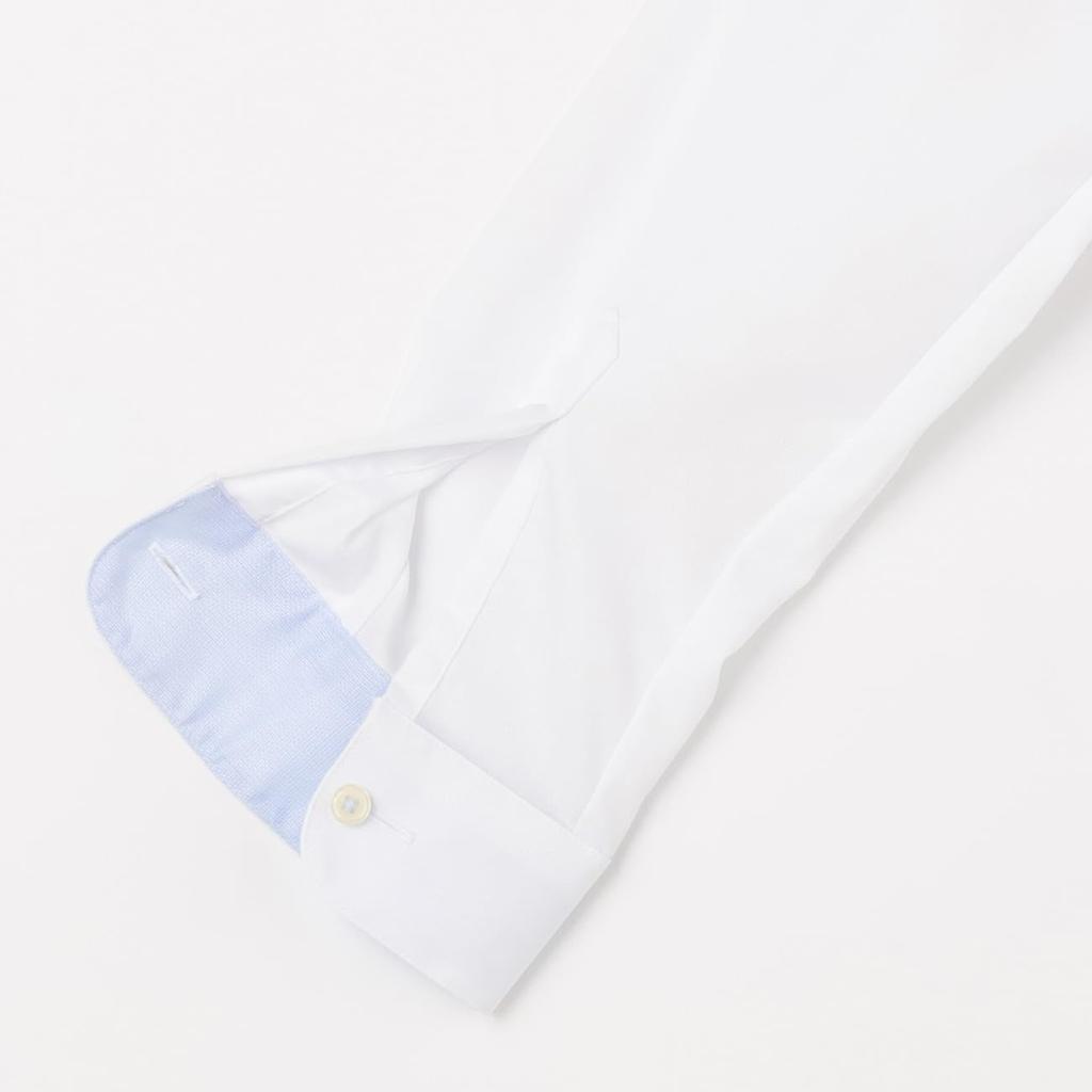 ORIHICA Long Sleeve with Hidden Chest Women's Shirt, 100% Cotton, Non-Iron Blouse, Deodorizing, Buttons, White/Regular (NBRHSS-51)