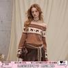 Boho Off-Shoulder Fair Isle Knit Sweater