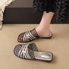 Fashion 2025 New Slim Hand-woven Mid-heel Soft-soled Fashion Sandals, Versatile Casual Women's Cool Mop