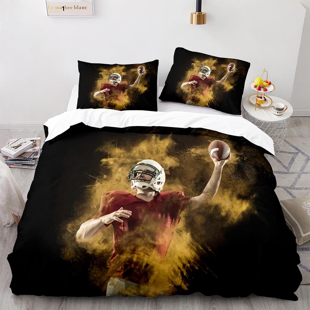 3PC America Football Bedding Microfiber Full/Queen/King/Twin Sport Duvet Cover Set for Boys Girls Teen Speed Victory Quilt Cover
