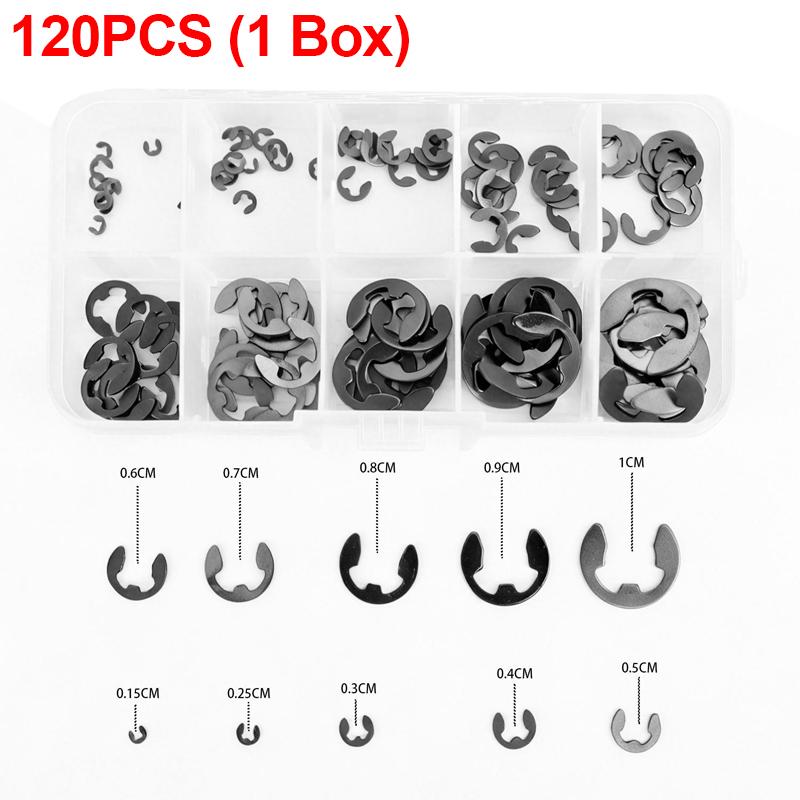 Stainless Steel E-Clips External Retaining Ring Assortment Set Opening Snap Rings Circlip Washers Shaft Fastener Fixing Parts