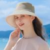 Women Sun Hat Wide Brim Ice Silk Bucket Hat Reversible UV Protection Fisherman Summer Breathable Beach Hats with Rope
