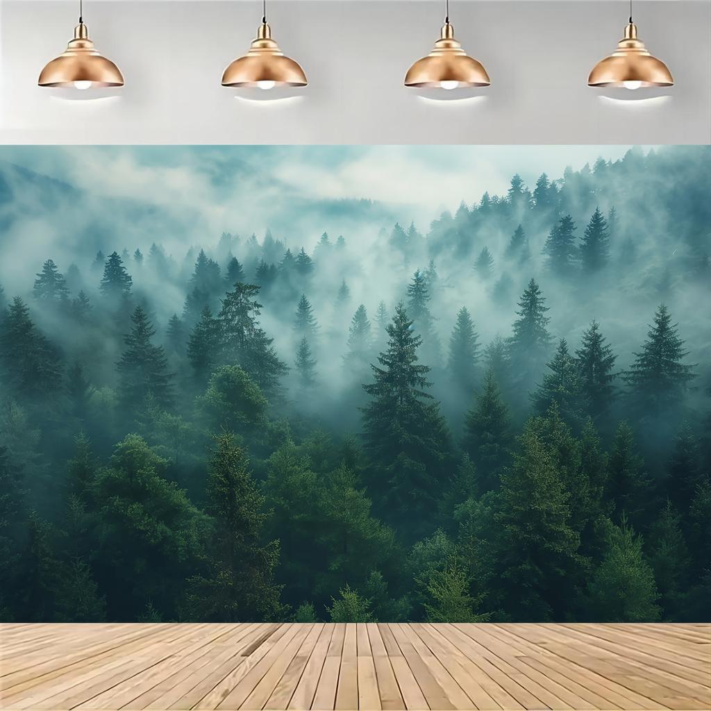 1 piece of high-definition fog tree wall art - solemn fog forest polyester photo backgroundzyc