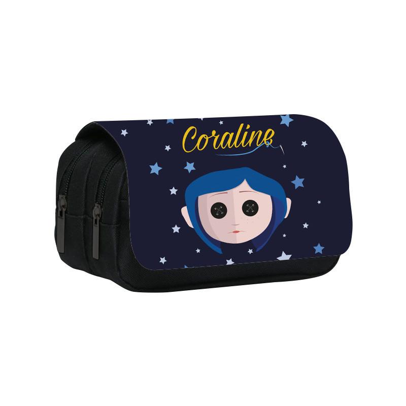 Coraline Twin Compartment Organizer Stationery Pen Pouch For School And Home